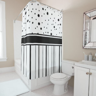 Rideaux De Douche Pois et rayures noirs et blancs