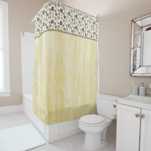 Rideaux De Douche Pois modernes jaunes, beiges et gris