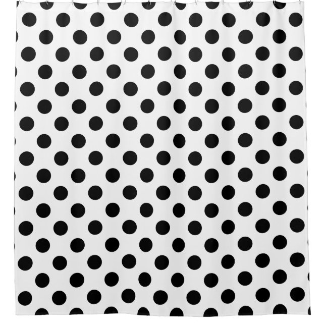 Rideaux De Douche pois noirs en blanc (Devant)
