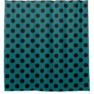 Rideaux De Douche Pois noirs en turquoise