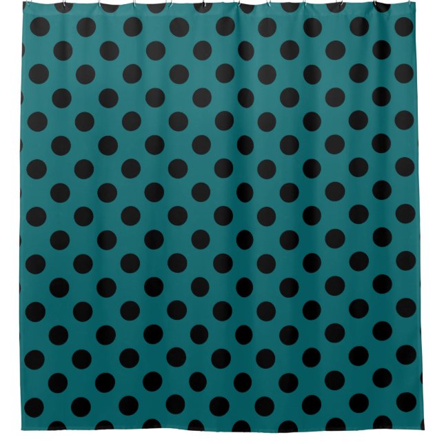 Rideaux De Douche Pois noirs en turquoise (Devant)
