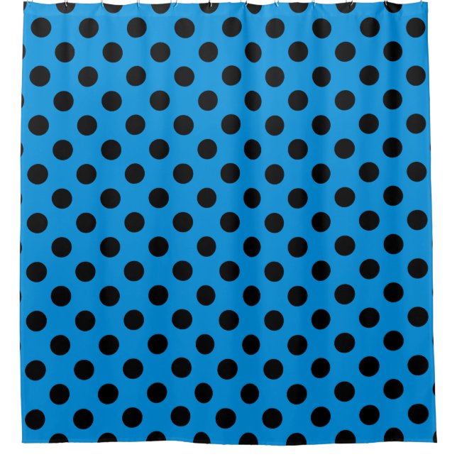 Rideaux De Douche Pois noirs sur bleu ciel (Devant)
