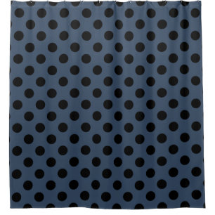 Rideaux De Douche Pois noirs sur gris-bleu