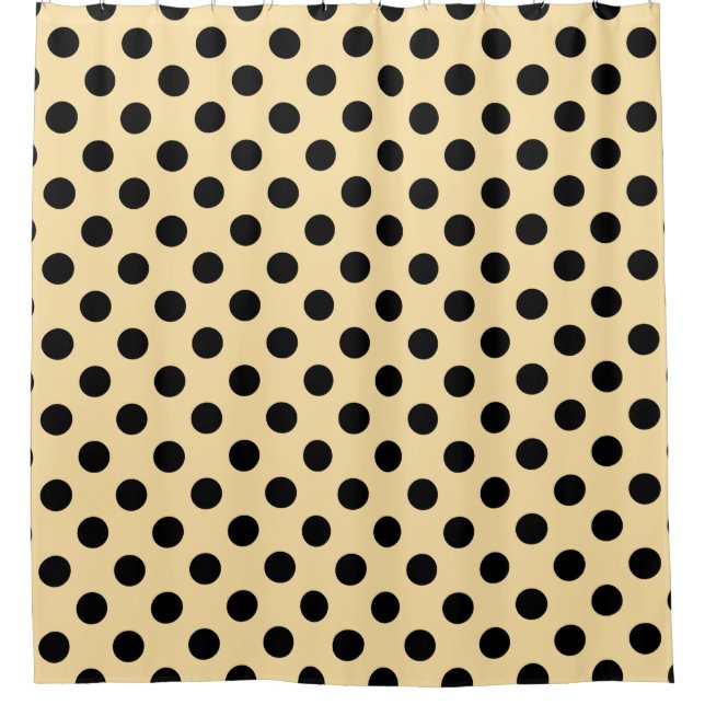 Rideaux De Douche Pois noirs sur jaune pâle (Devant)