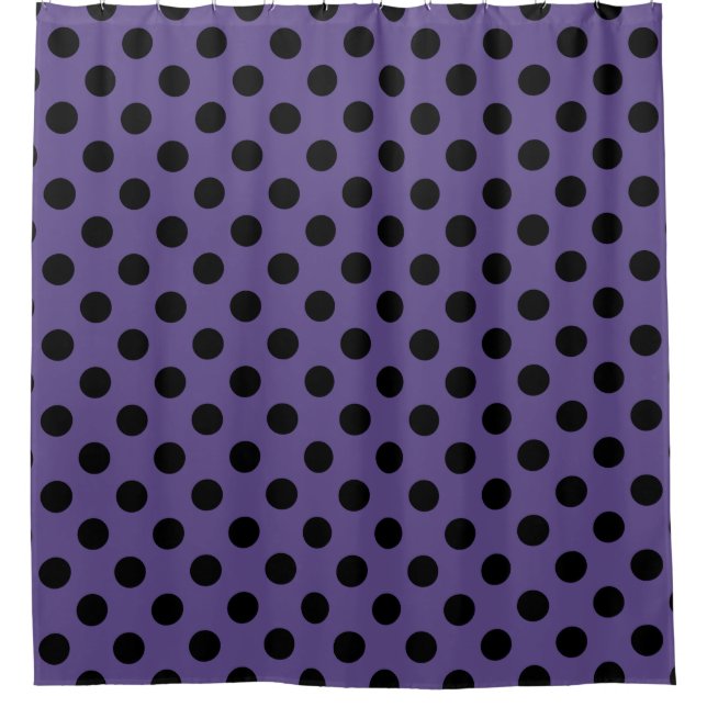 Rideaux De Douche Pois noirs sur ultra violet (Devant)