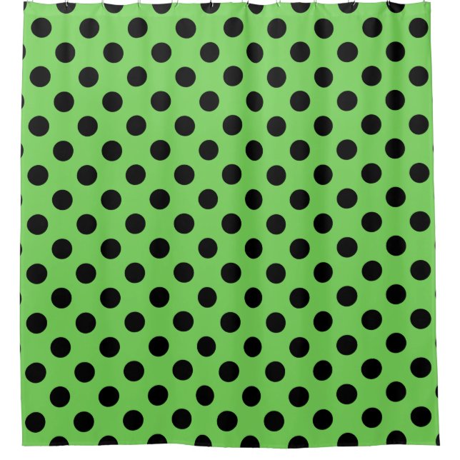 Rideaux De Douche Pois noirs sur vert citron (Devant)