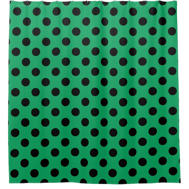 Rideaux De Douche Pois noirs sur vert frais (Devant)