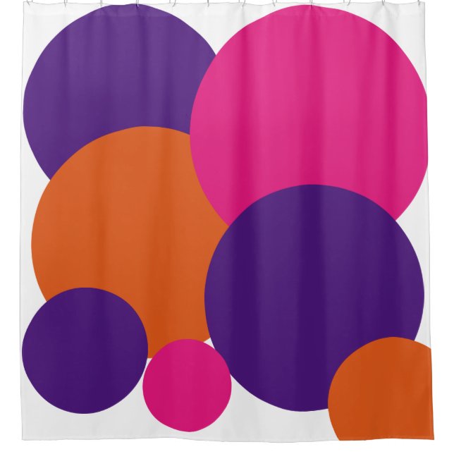 Rideaux De Douche Pois orange, violet et rose chaud (Devant)