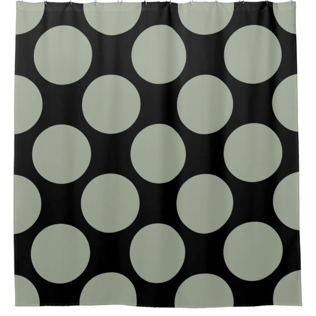 Rideaux De Douche Pois personnalisables Motif toute couleur en noir (Devant)