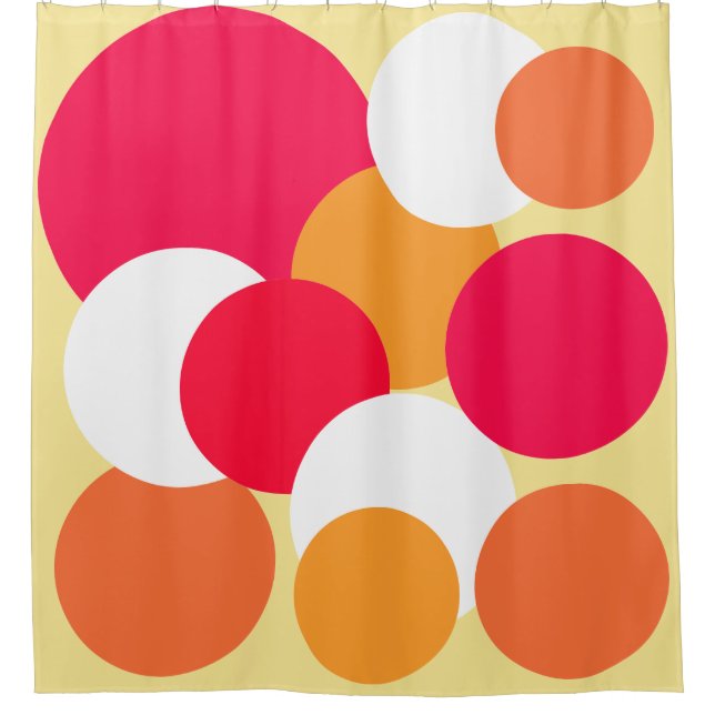 Rideaux De Douche Pois rose, orange et jaune (Devant)