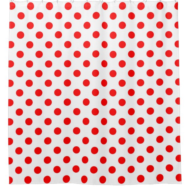 Rideaux De Douche Pois rouges Arrière - plans blancs (Devant)