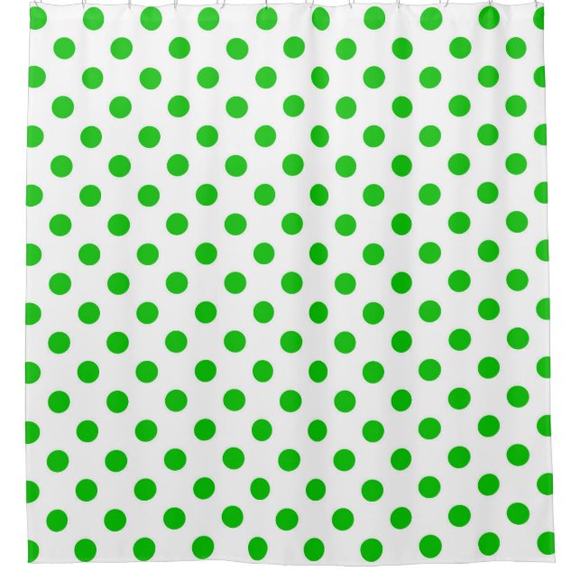 Rideaux De Douche Pois verts Arrière - plans blancs (Devant)