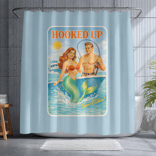 Rideaux De Douche Poisson Appâté Pin-up Sirène Drôle de Nautical
