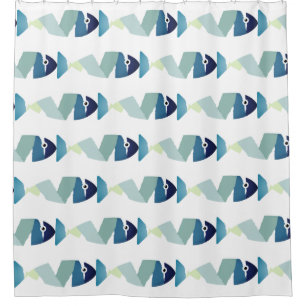 Rideaux De Douche Poisson bleu à la nage Abstraite