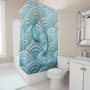 Rideaux De Douche Poisson de carpe bleue Koi