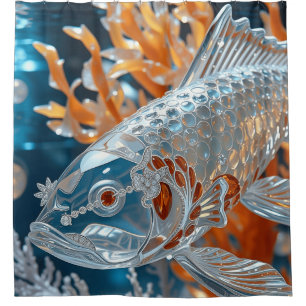 Rideaux De Douche Poisson en verre Carpe Koï transparente