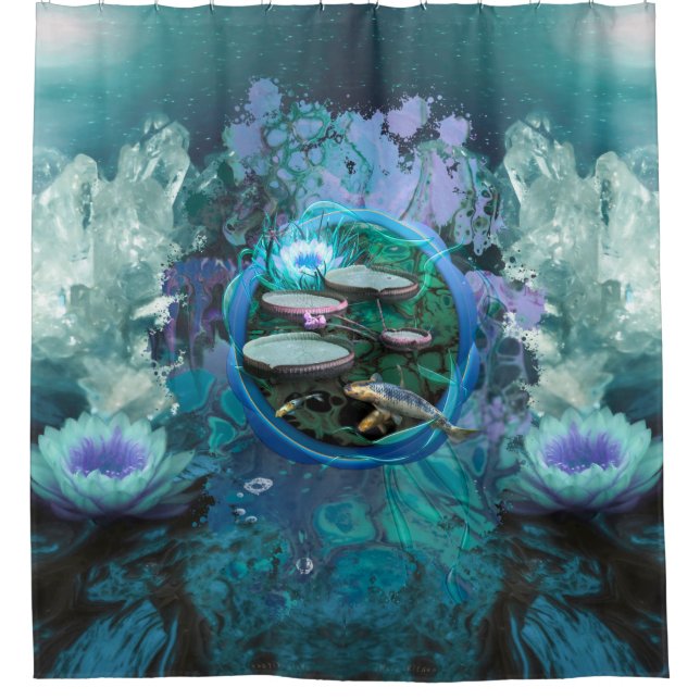 RIDEAUX DE DOUCHE POISSON KOI QUARTZ CRISTAL RIVIÈRE (Devant)