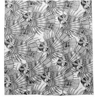 Rideaux De Douche poisson mirage noir blanc