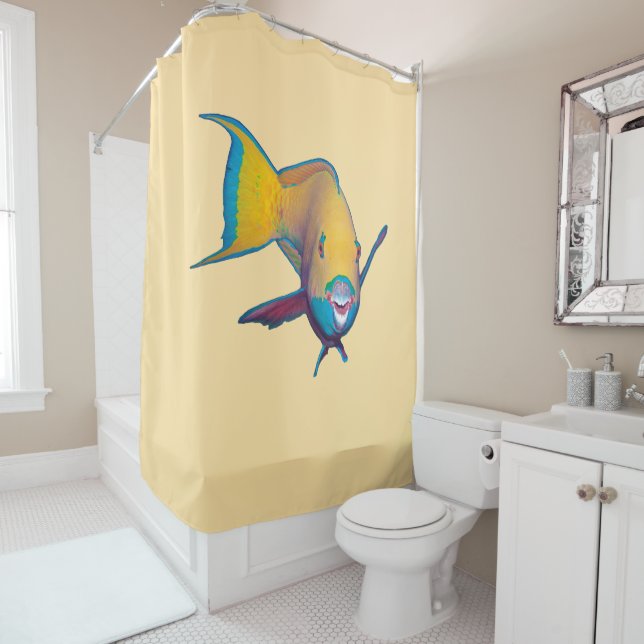 Rideaux De Douche Poisson perroquet - Conception abstraite - Découpé (En situation)