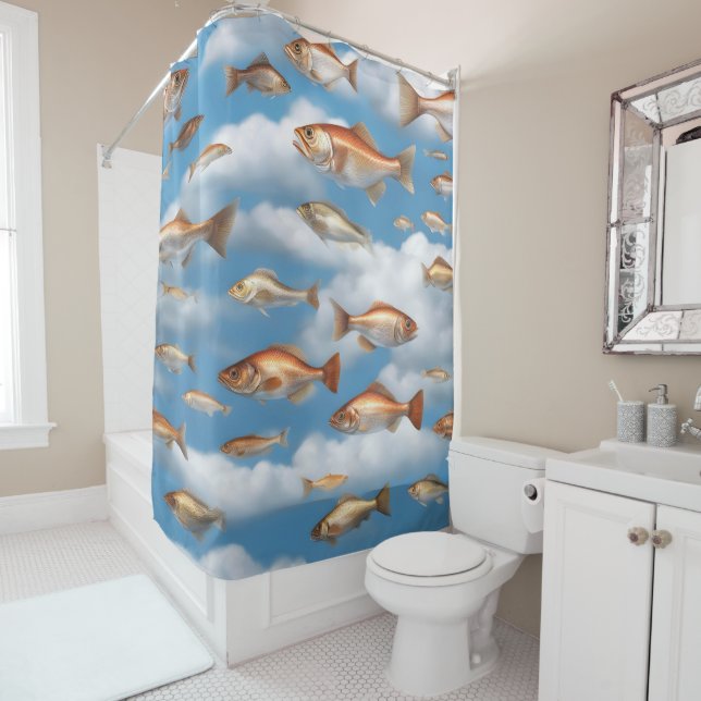 Rideaux De Douche Poisson pluvieux (En situation)