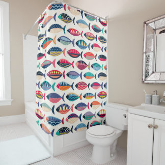 Rideaux De Douche poisson rétro rose