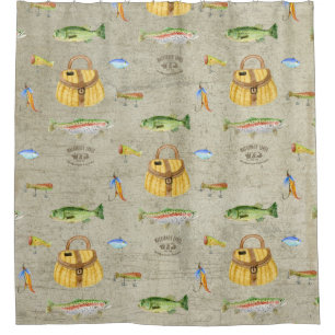 Rideaux De Douche Poissons bas de truite de pêche bouche vintage de