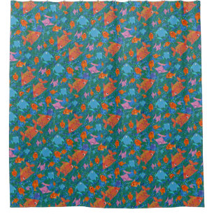 Rideaux De Douche Poissons bleus roses oranges d'amusement