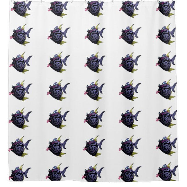 Rideaux De Douche "Poissons du décolleur" avec l'attitude (Devant)