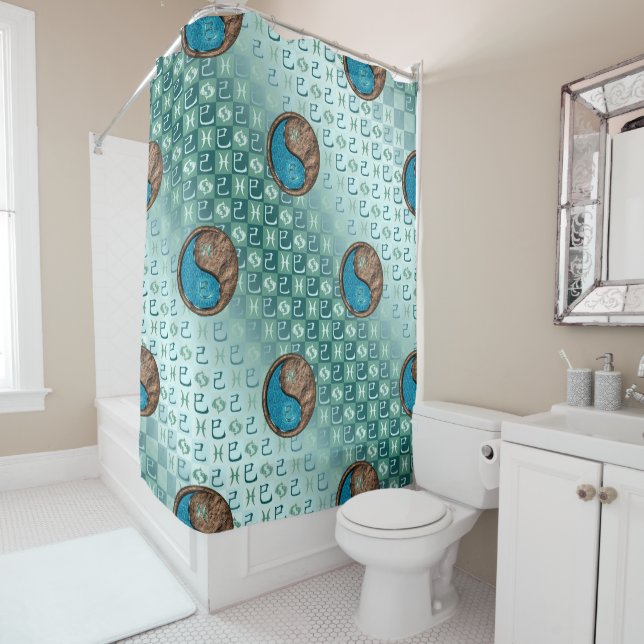 Rideaux De Douche Poissons & Serpent de terre (En situation)