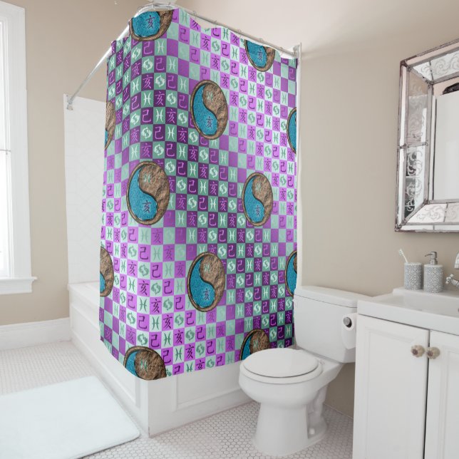 Rideaux De Douche Poissons & Terre Sanglier (En situation)