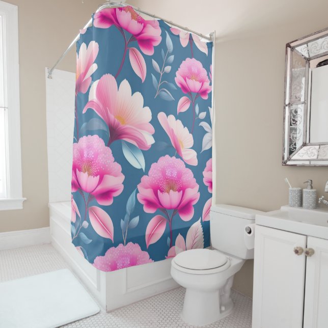 RIDEAUX DE DOUCHE POIVRE FLORALE ROMANTIQUE (En situation)