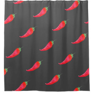 Rideaux De Douche Poivrons aquarelle peints à la main Chili Rouge