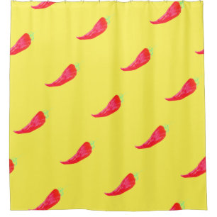 Rideaux De Douche Poivrons aquarelle peints à la main Chili Rouge