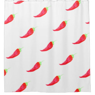 Rideaux De Douche Poivrons aquarelle peints à la main Chili Rouge