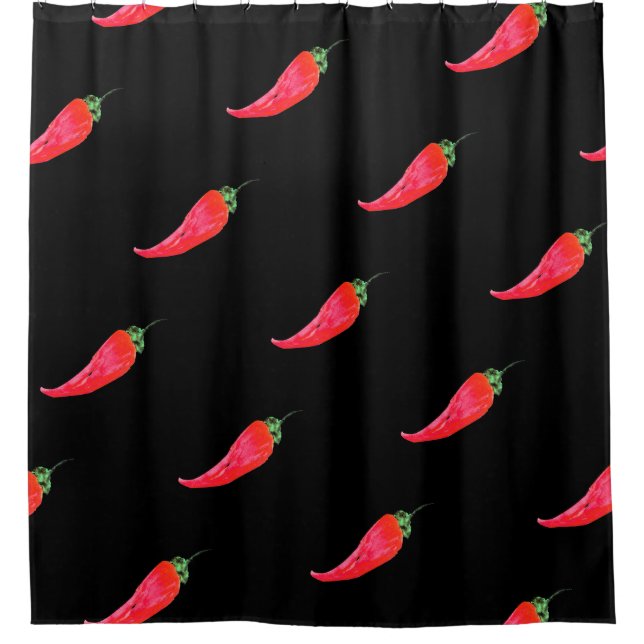 Rideaux De Douche Poivrons rouges Caliente à l'aquarelle (Devant)