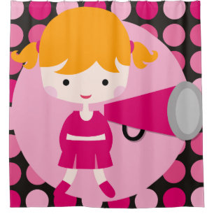 Rideaux De Douche Poka rose Point Pom-pom girl à cheveux blond