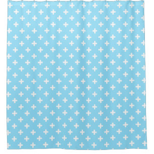 Rideaux De Douche Polka blanche croise sur bleu bébé
