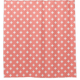 Rideaux De Douche Polka blanche croise sur la pêche