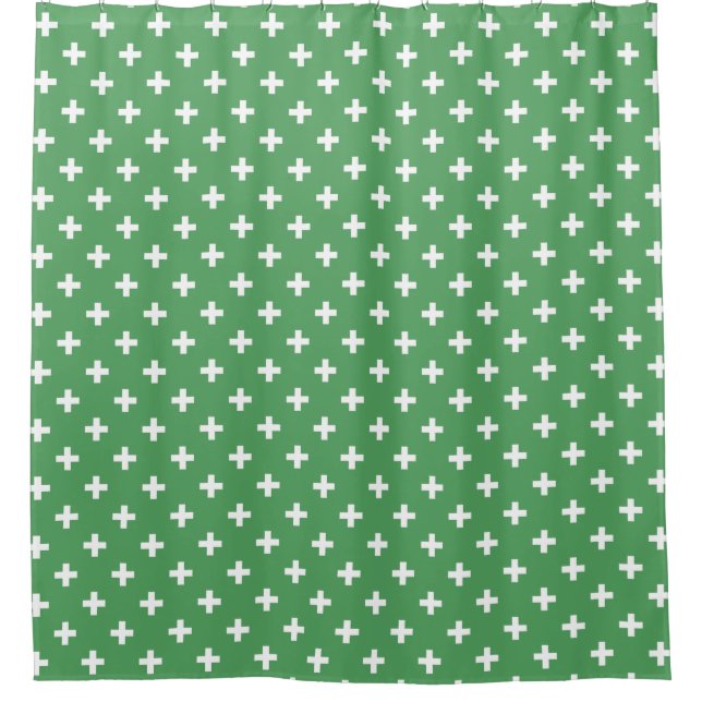 Rideaux De Douche Polka blanche croise sur vert (Devant)