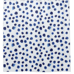 Rideaux De Douche Polka Bleue : Aquarelle Point sans joint.