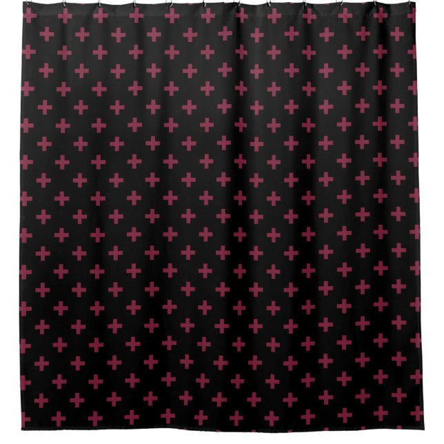 Rideaux De Douche Polka de mûre croise sur le noir (Devant)
