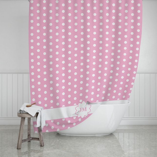 Rideaux De Douche Polka Dot Monogram (Créateur téléchargé)