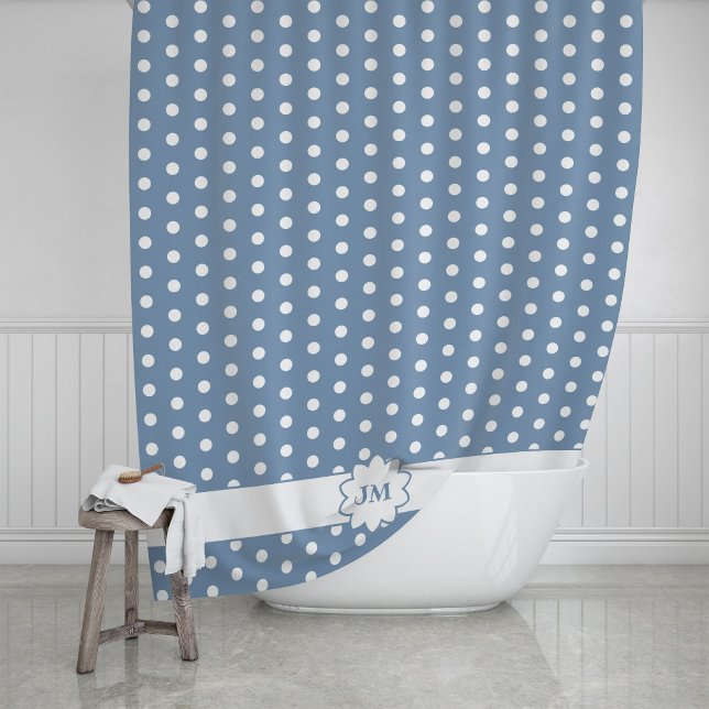 Rideaux De Douche Polka Dot Monogram (Créateur téléchargé)