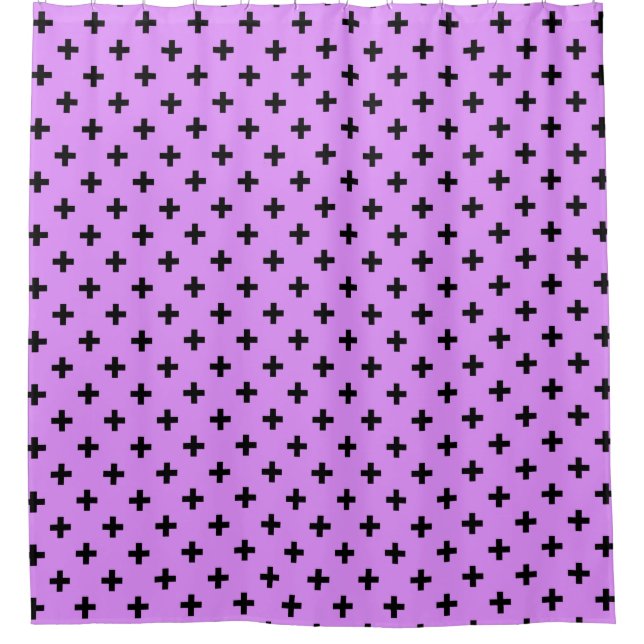 Rideaux De Douche Polka noire croise sur lilas (Devant)