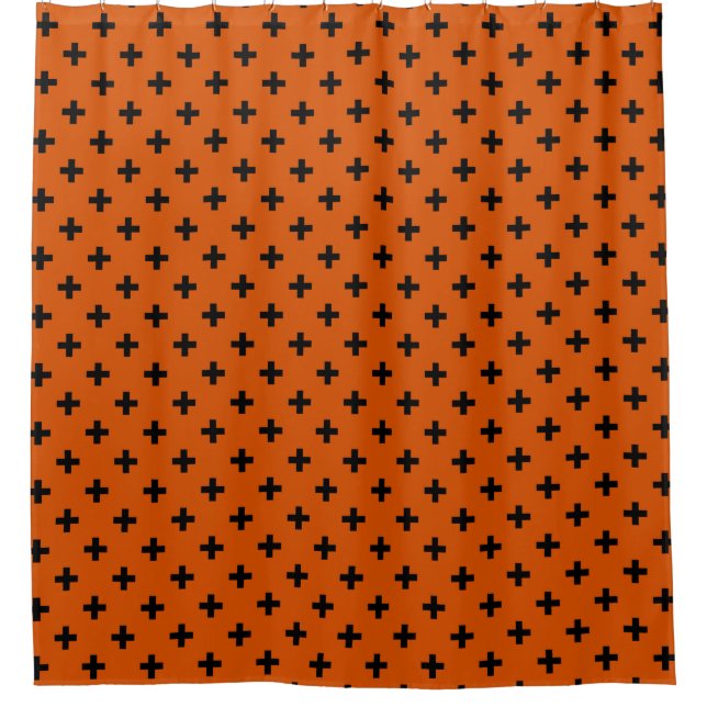 Rideaux De Douche Polka noire croise sur orange (Devant)