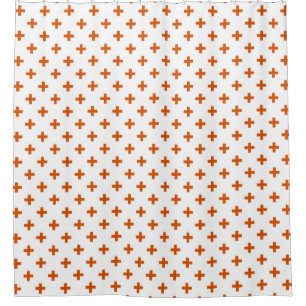 Rideaux De Douche Polka orange croise sur blanc