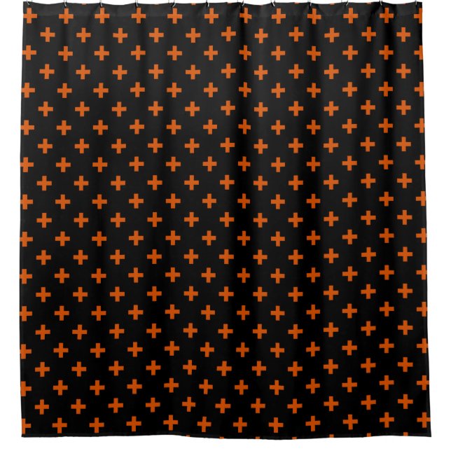 Rideaux De Douche Polka orange croise sur noir (Devant)