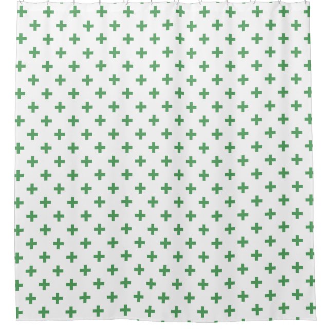 Rideaux De Douche Polka verte croise sur blanc (Devant)