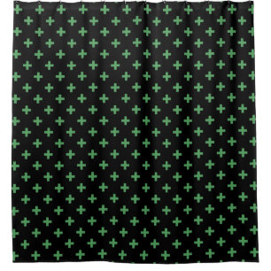 Rideaux De Douche Polka verte croise sur noir