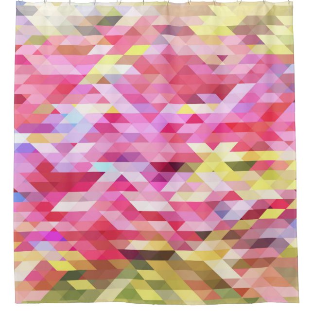 Rideaux De Douche Polygonale numérique, rose abstrait vintage. (Devant)